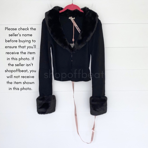 NEW House of CB Blanche Faux Fur Trim Cardigan Black Small - Picture 15 of 17